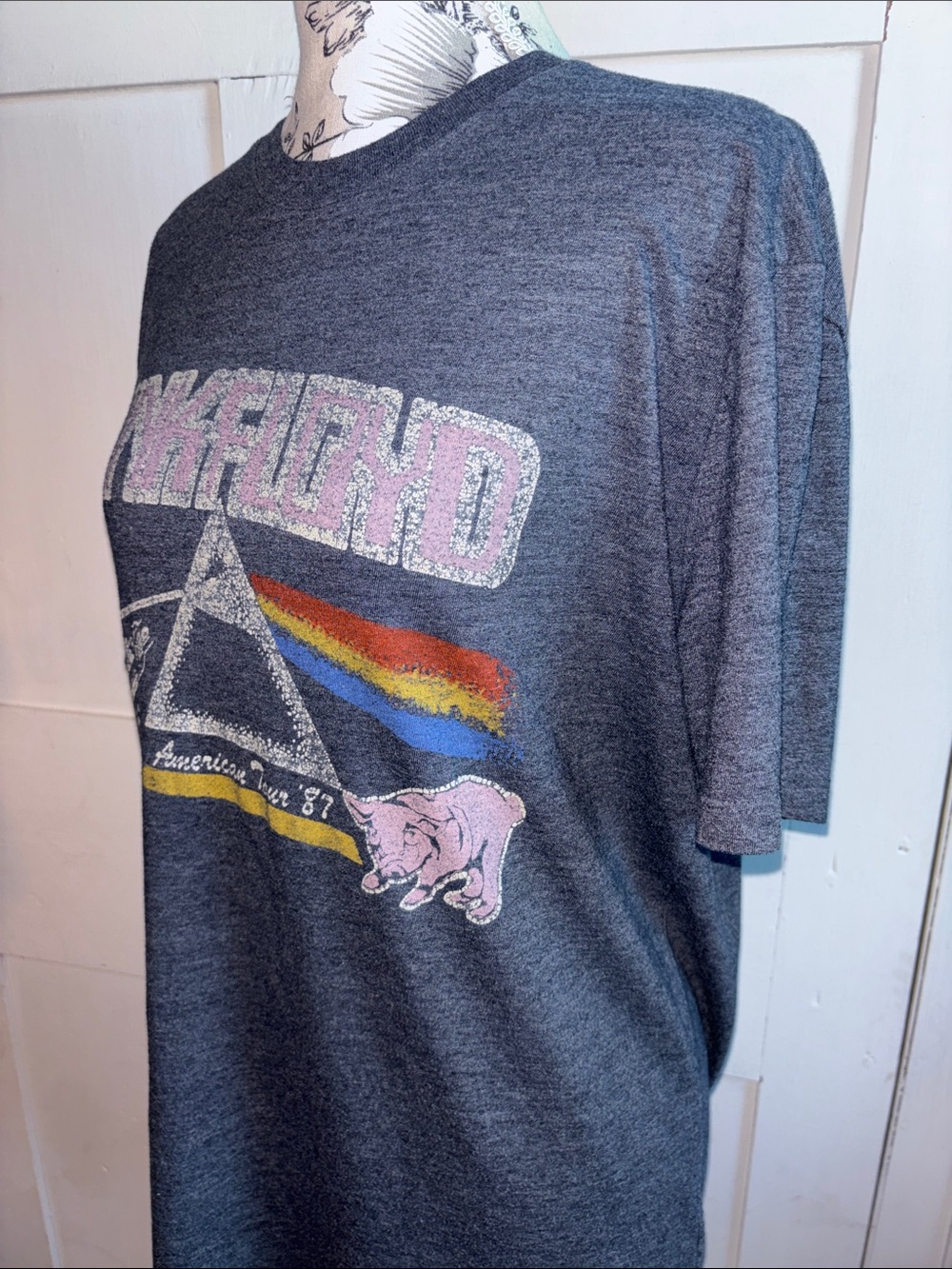 Lucky Brand Pink Floyd Charcoal Graphic Tee Rainbow Prism Medium M - Picture 4 of 9